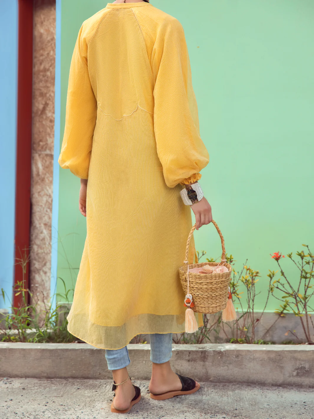 YELLOW KHADDI KURTI | ALP-LK-US-1355/AM-2493A - Image 2