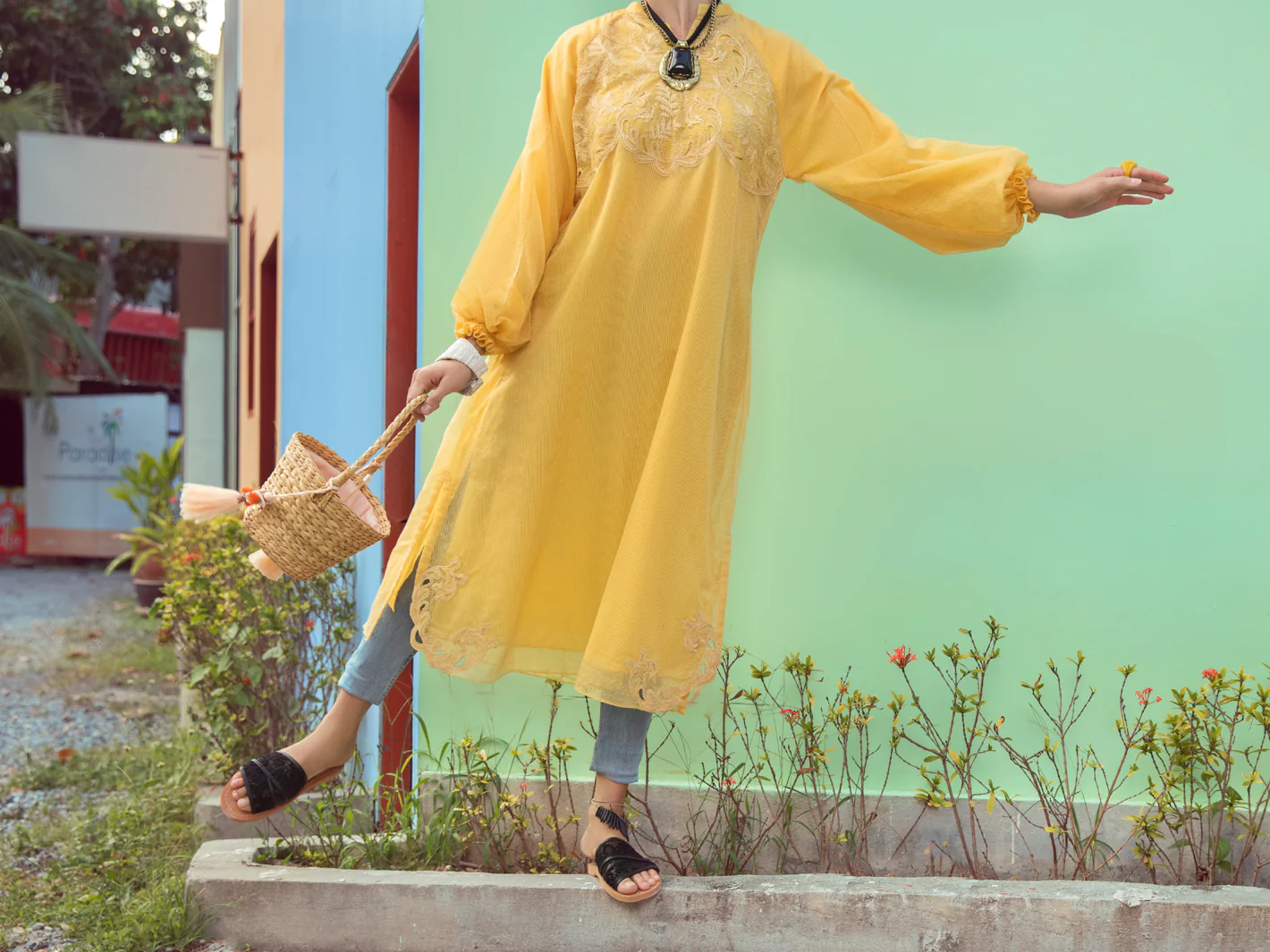 YELLOW KHADDI KURTI | ALP-LK-US-1355/AM-2493A - Image 5