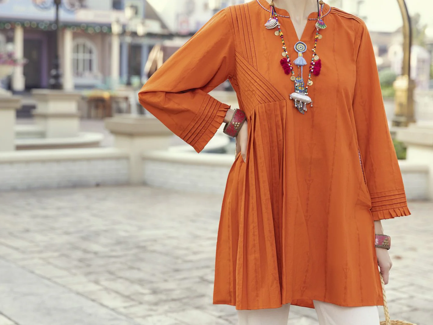 ORANGE JACQUARD KURTI | ALP-LK-US-1357/FB-1357A - Image 4
