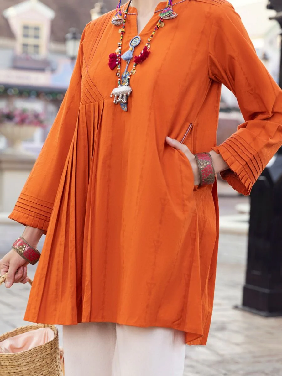 ORANGE JACQUARD KURTI | ALP-LK-US-1357/FB-1357A - Image 5