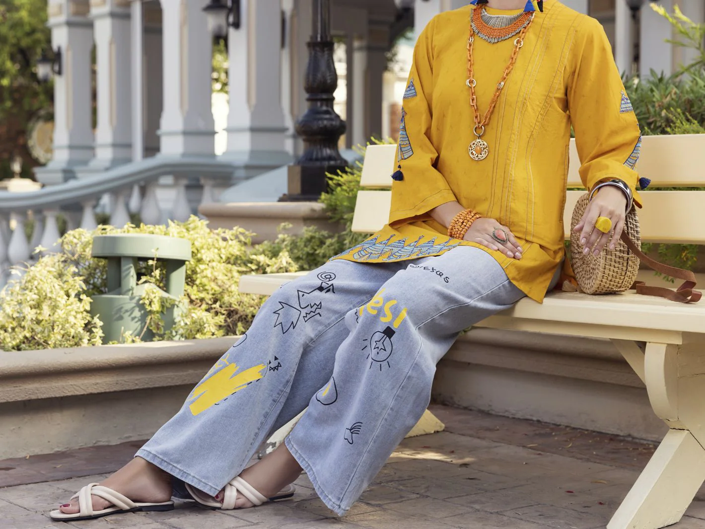 MUSTARD JACQUARD KURTI | ALP-LK-US-1358/FB-1358A - Image 2