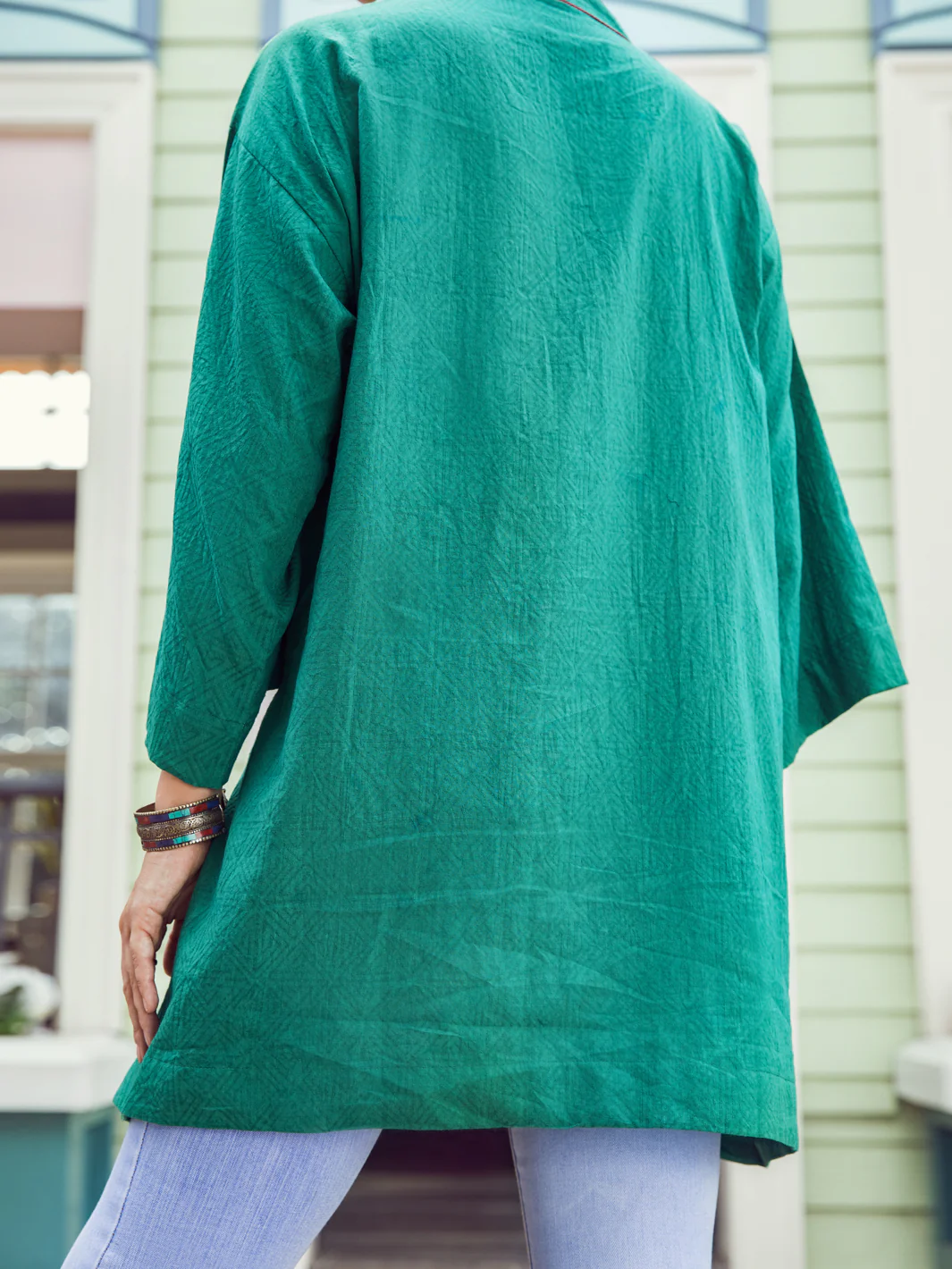 GREEN COTTON DOBBY KURTI | ALP-LK-US-1362/AM-2539A - Image 2