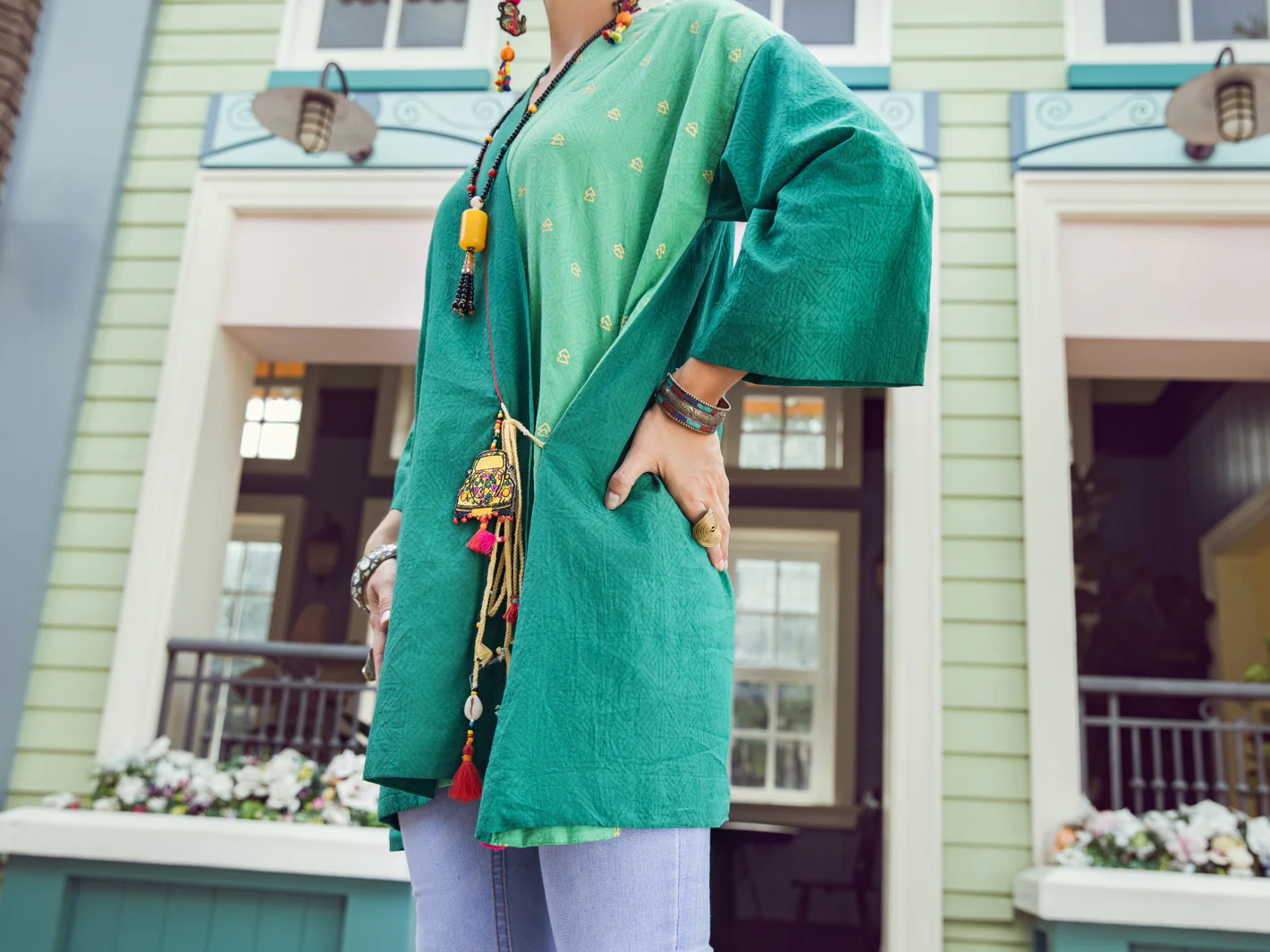 GREEN COTTON DOBBY KURTI | ALP-LK-US-1362/AM-2539A - Image 4