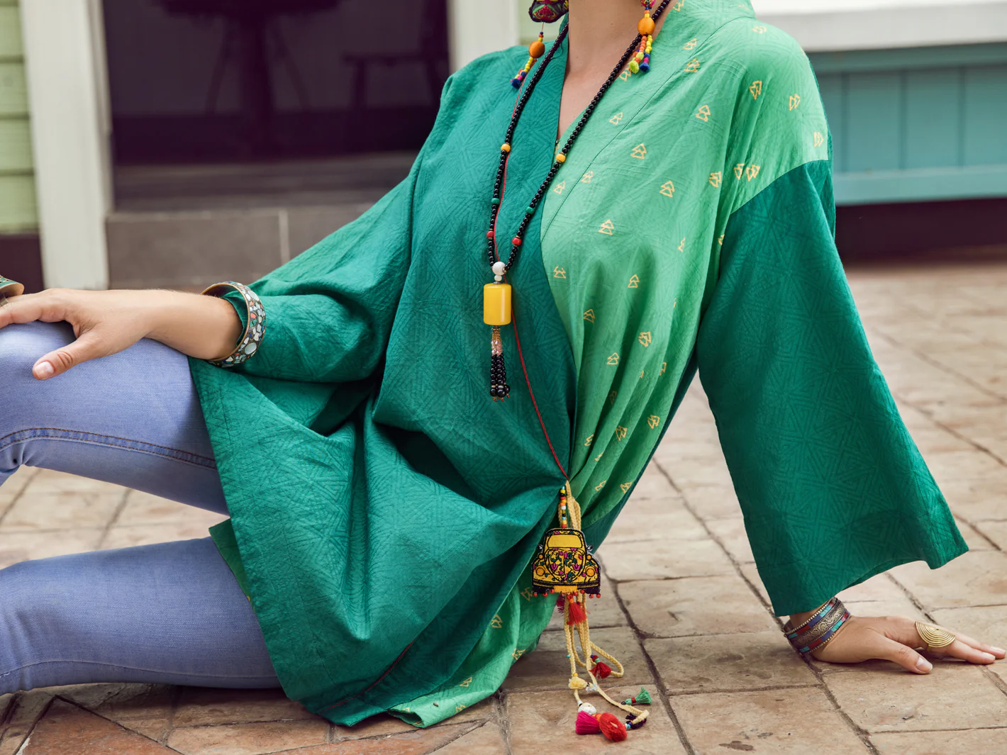 GREEN COTTON DOBBY KURTI | ALP-LK-US-1362/AM-2539A - Image 5