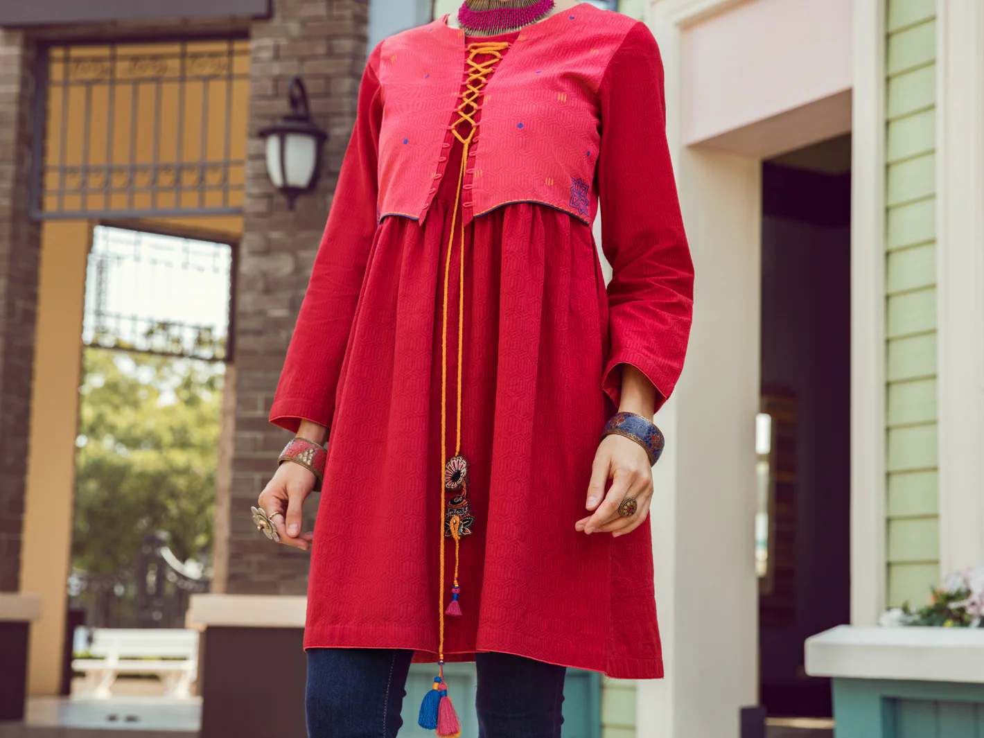 MAROON DOBBY KURTI | ALP-LK-US-1367/AM-2544A - Image 3