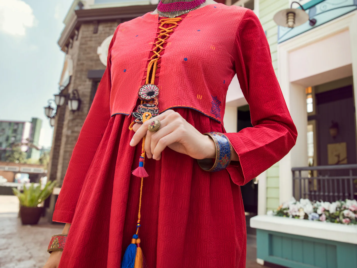 MAROON DOBBY KURTI | ALP-LK-US-1367/AM-2544A - Image 4