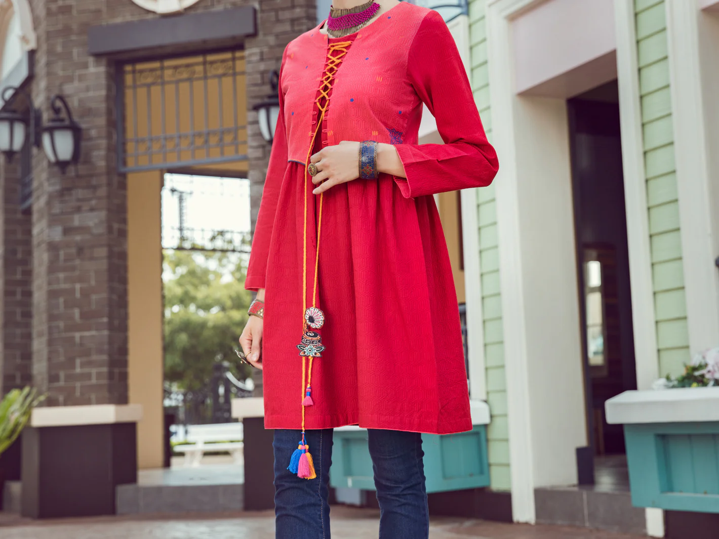 MAROON DOBBY KURTI | ALP-LK-US-1367/AM-2544A - Image 5