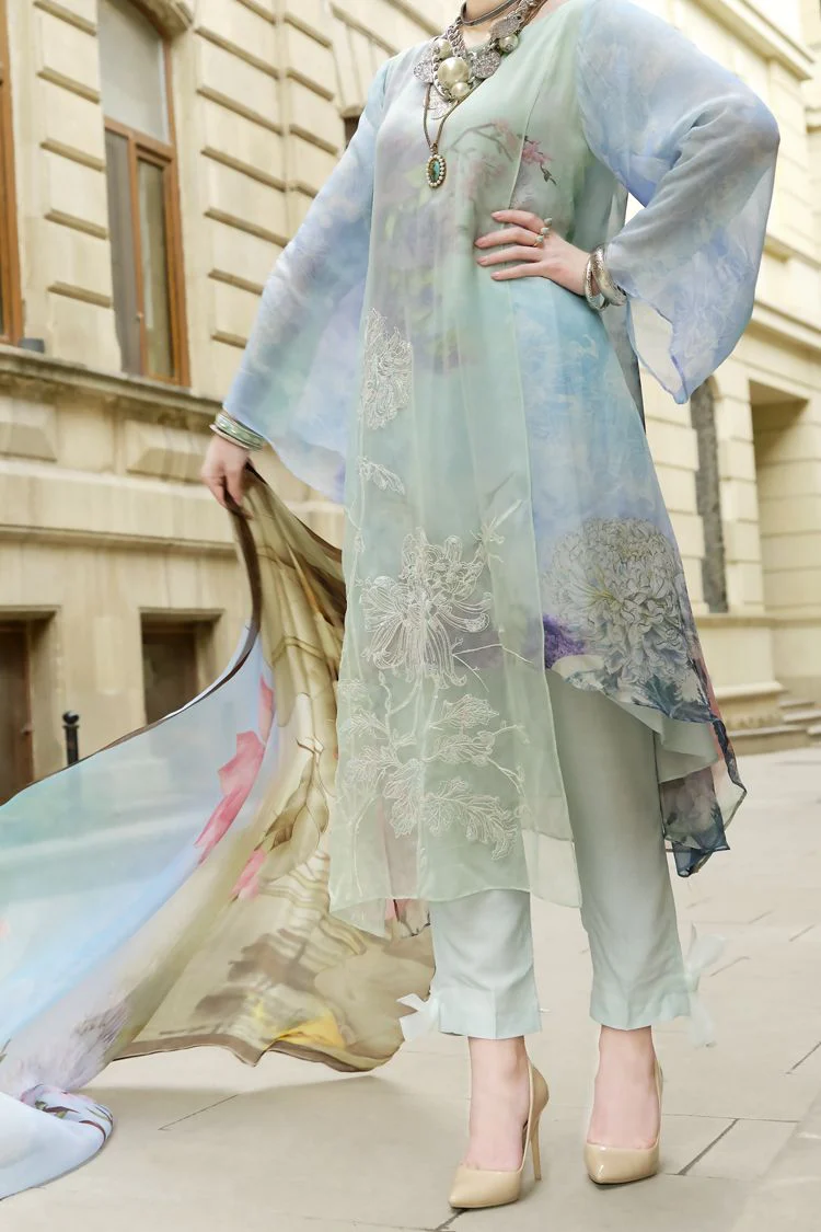 AQUA 3PC UNSTITCHED | ALP-US-685 FB-685A - Image 3