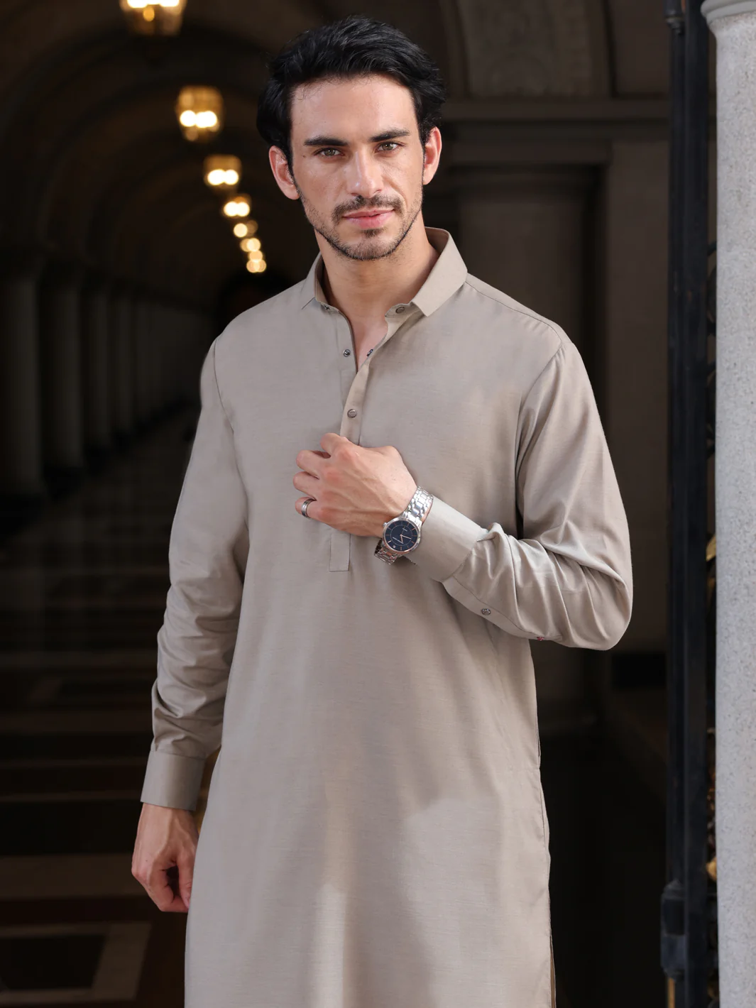 ASH GREY BLENDED KAMEEZ SHALWAR | ALWA-KS-426/AM-6184A - Image 3
