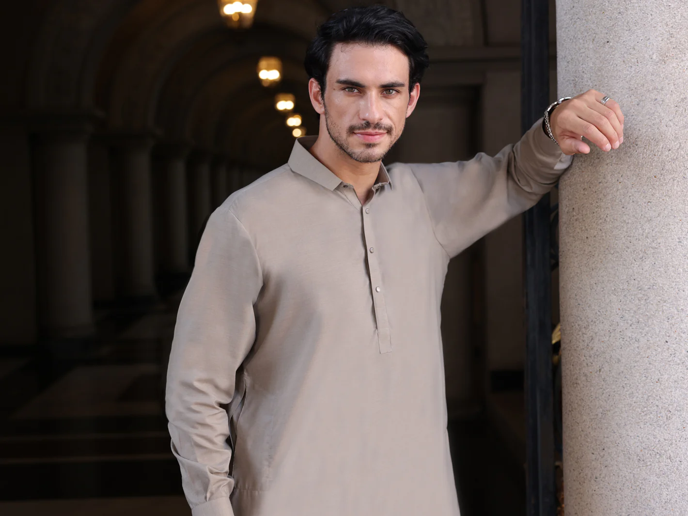 ASH GREY BLENDED KAMEEZ SHALWAR | ALWA-KS-426/AM-6184A - Image 4