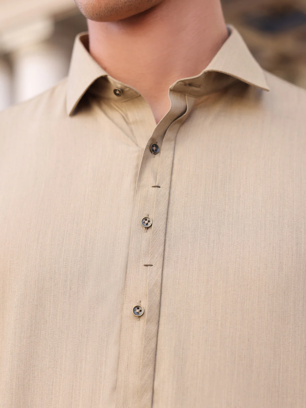 DULL KHAKI VISCOSE KAMEEZ SHALWAR | ALWA-KS-429/AM-6185A - Image 2