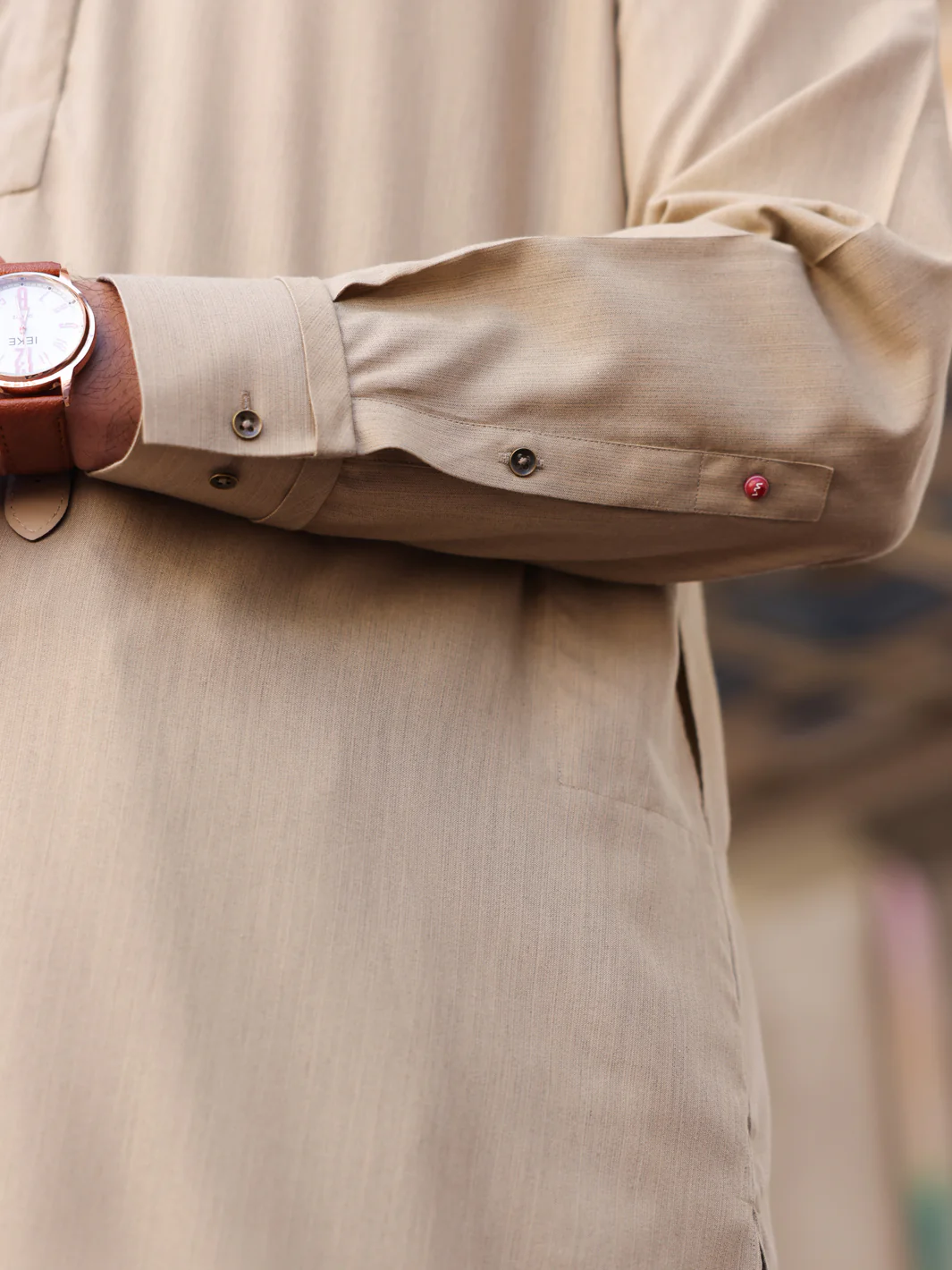 DULL KHAKI VISCOSE KAMEEZ SHALWAR | ALWA-KS-429/AM-6185A - Image 3