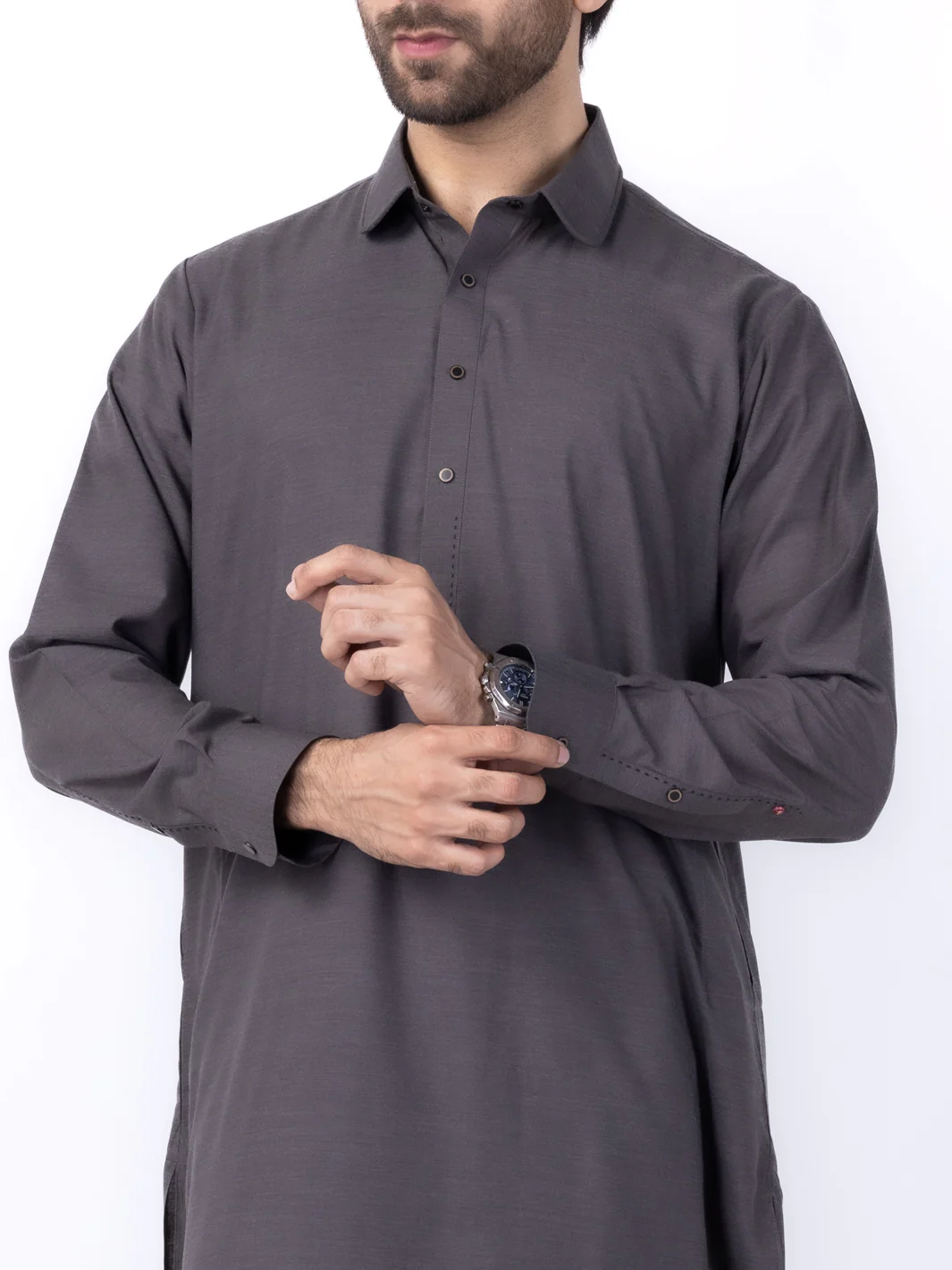 CHARCOAL GREY VISCOSE KAMEEZ SHALWAR | ALWA-KS-433/AM-6184C - Image 2