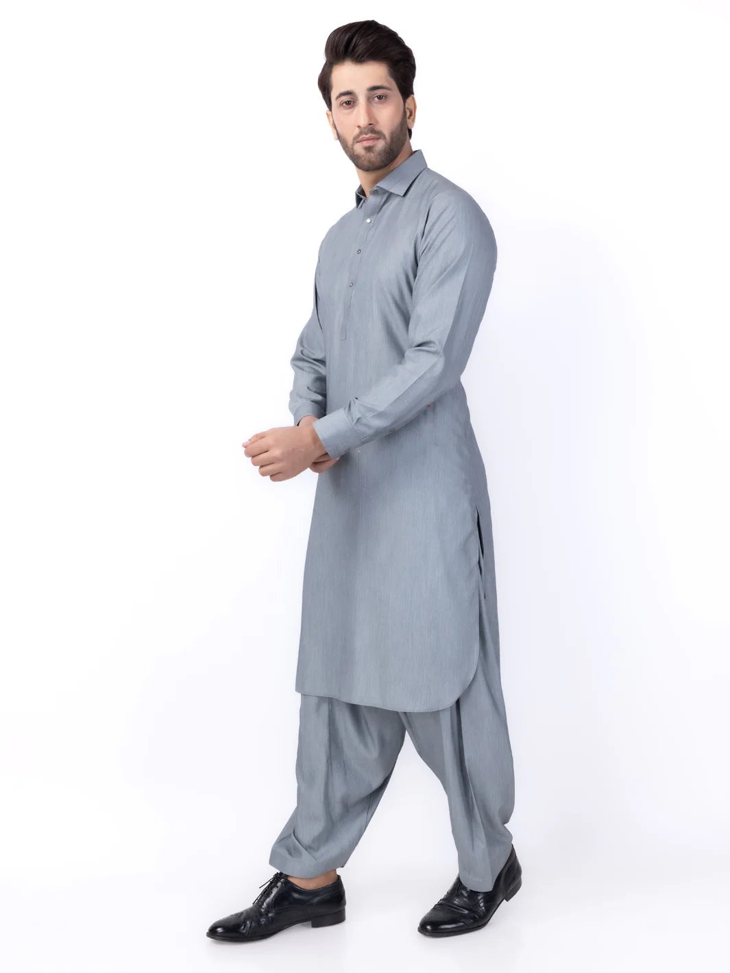 ASH GREY VISCOSE KAMEEZ SHALWAR | ALWA-KS-436/AM-6167D - Image 4