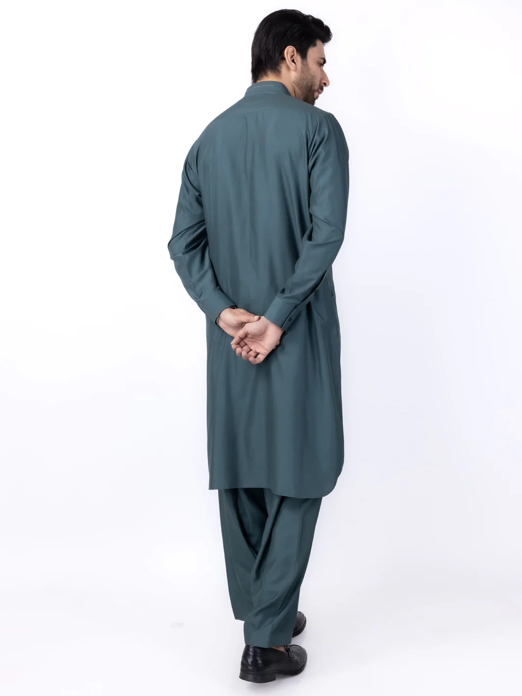 GREEN VISCOSE KAMEEZ SHALWAR | ALWA-KS-437/AM-6167F - Image 3