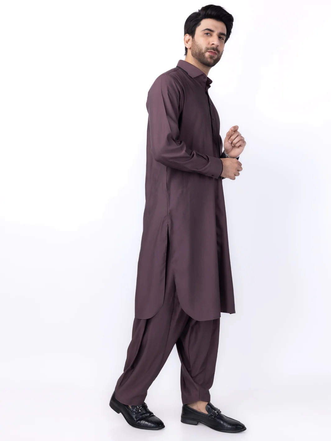 BURGUNDY VISCOSE KAMEEZ SHALWAR | ALWA-KS-438/AM-6167G - Image 3