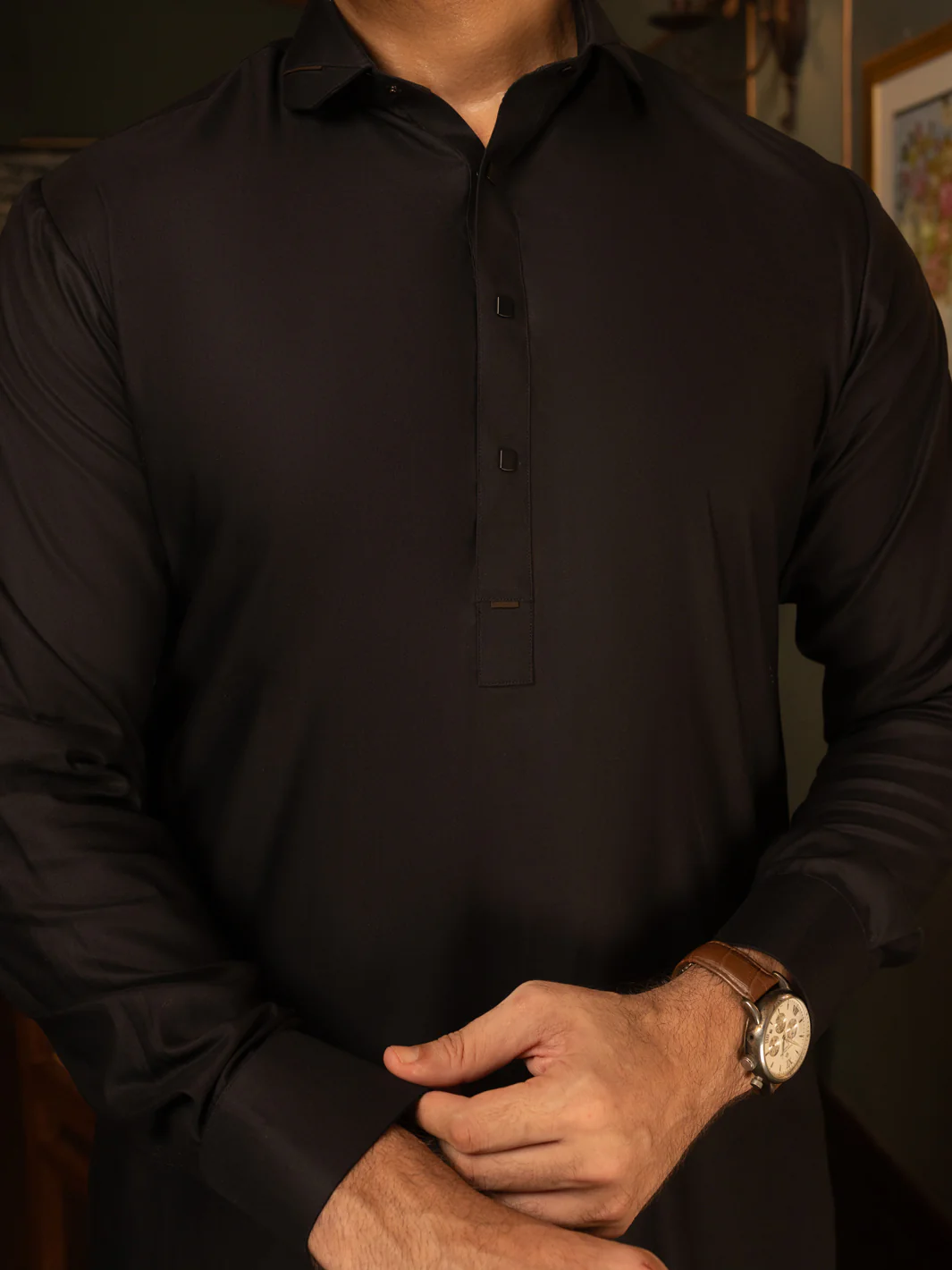 BLACK COTTON KAMEEZ SHALWAR | ALWA-KS-444/AM-6187F - Image 4