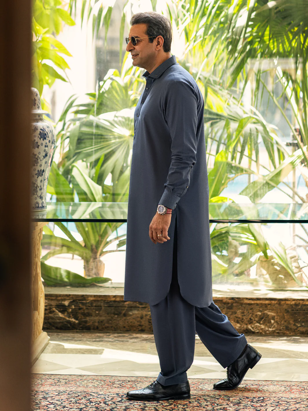 CHARCOAL GREY COTTON KAMEEZ SHALWAR | ALWA-KS-445/AM-6181D - Image 5