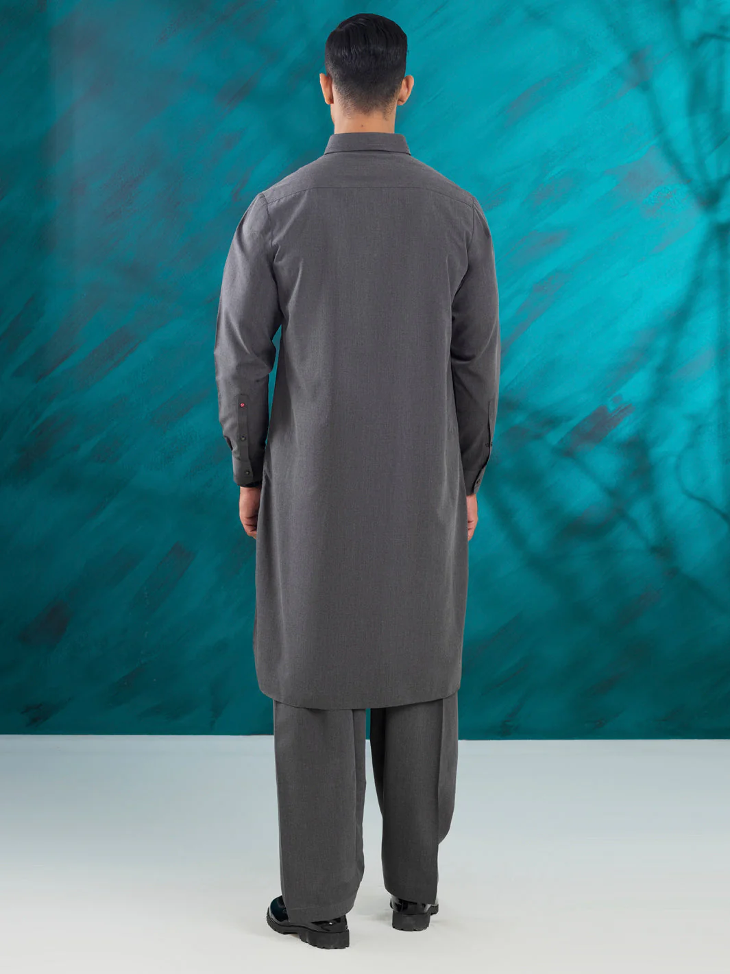 CHARCOAL GREY BLENDED KAMEEZ SHALWAR | ALWA-KS-464/AM-6215B - Image 4