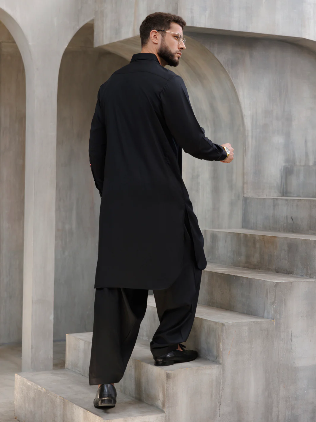 BLACK BLENDED KAMEEZ SHALWAR | ALWA-KS-477/AM-6201F - Image 3