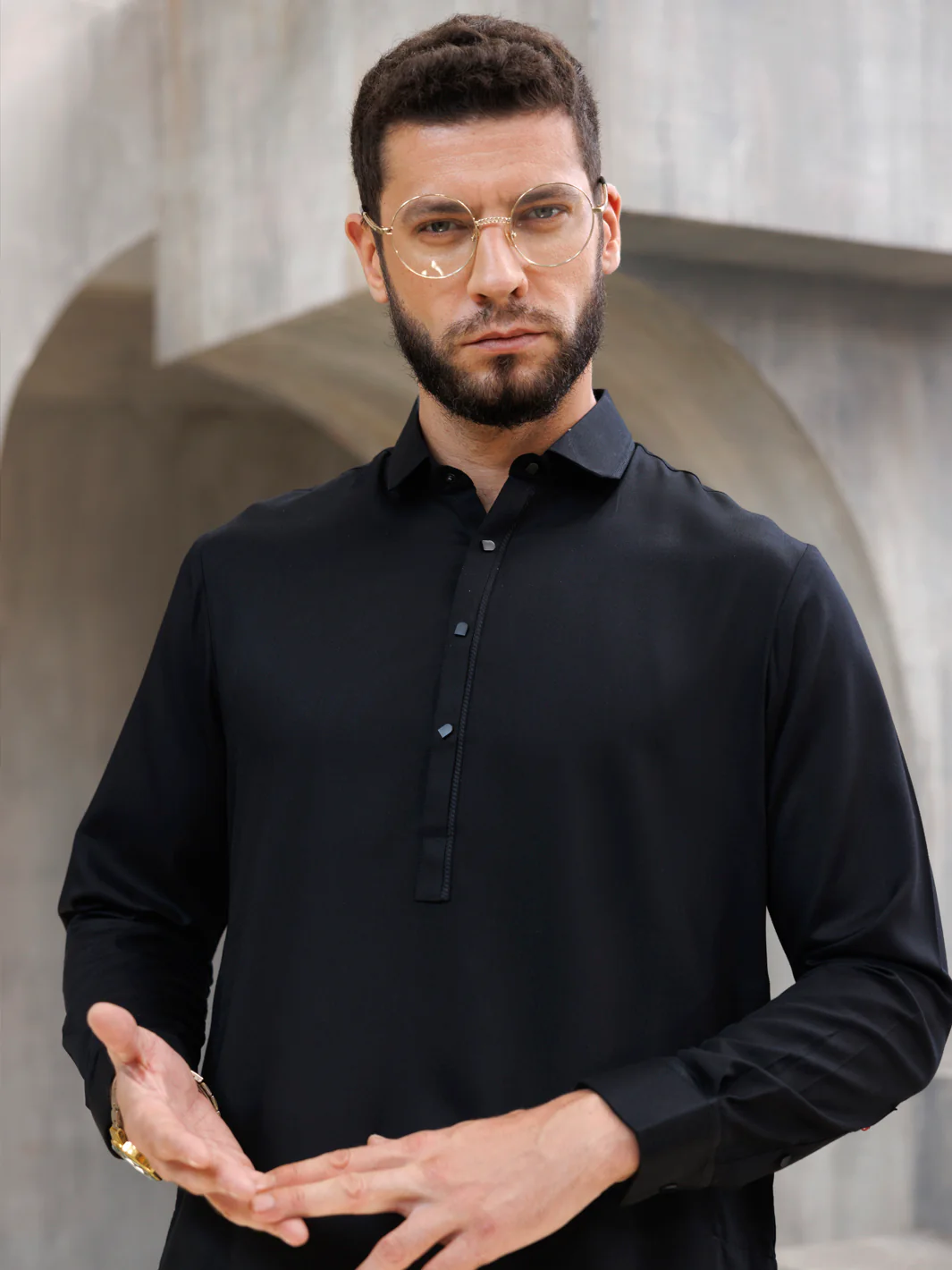 BLACK BLENDED KAMEEZ SHALWAR | ALWA-KS-477/AM-6201F - Image 4