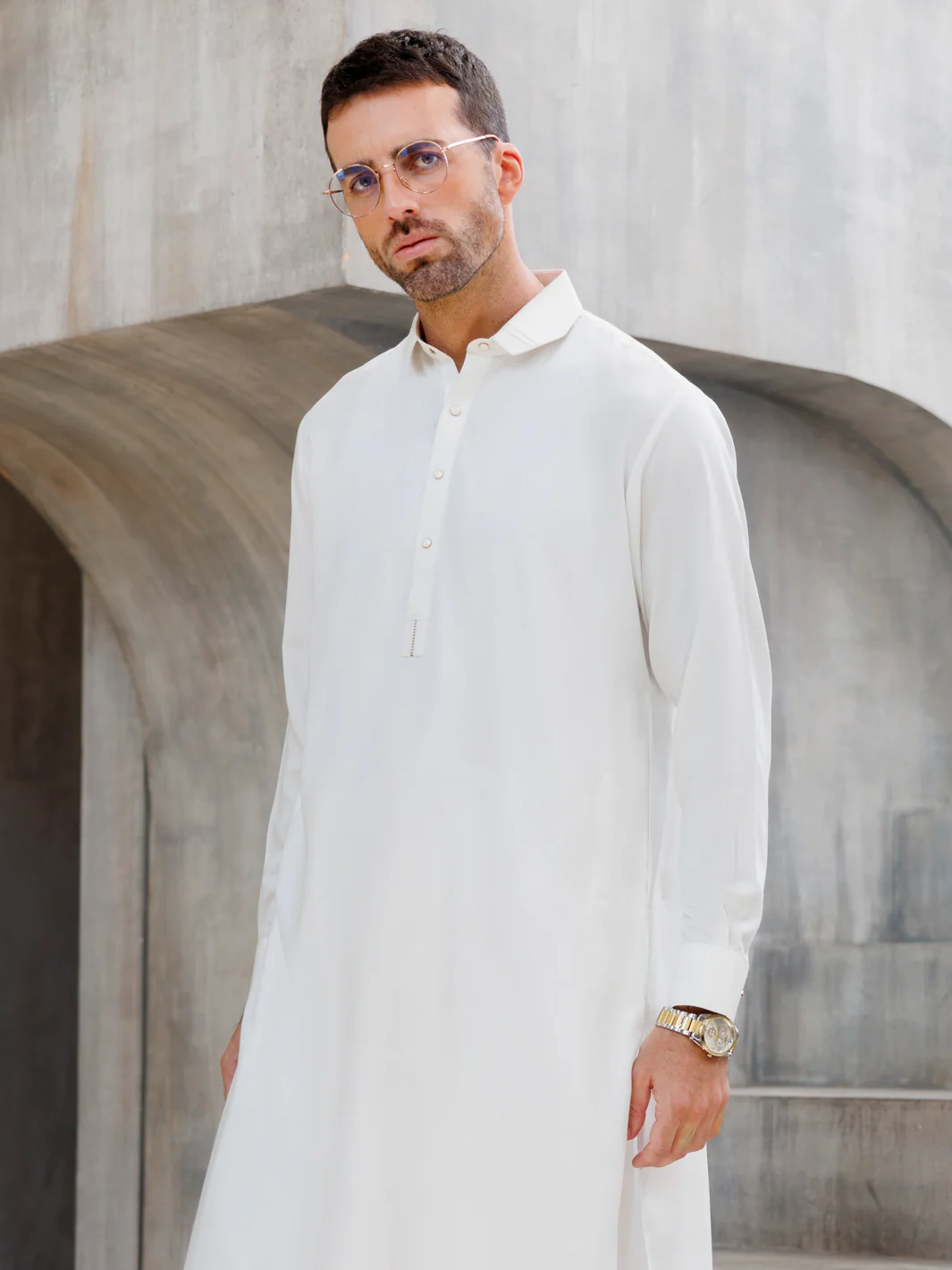 WHITE BLENDED KAMEEZ SHALWAR | ALWA-KS-481/AM-6197A - Image 2