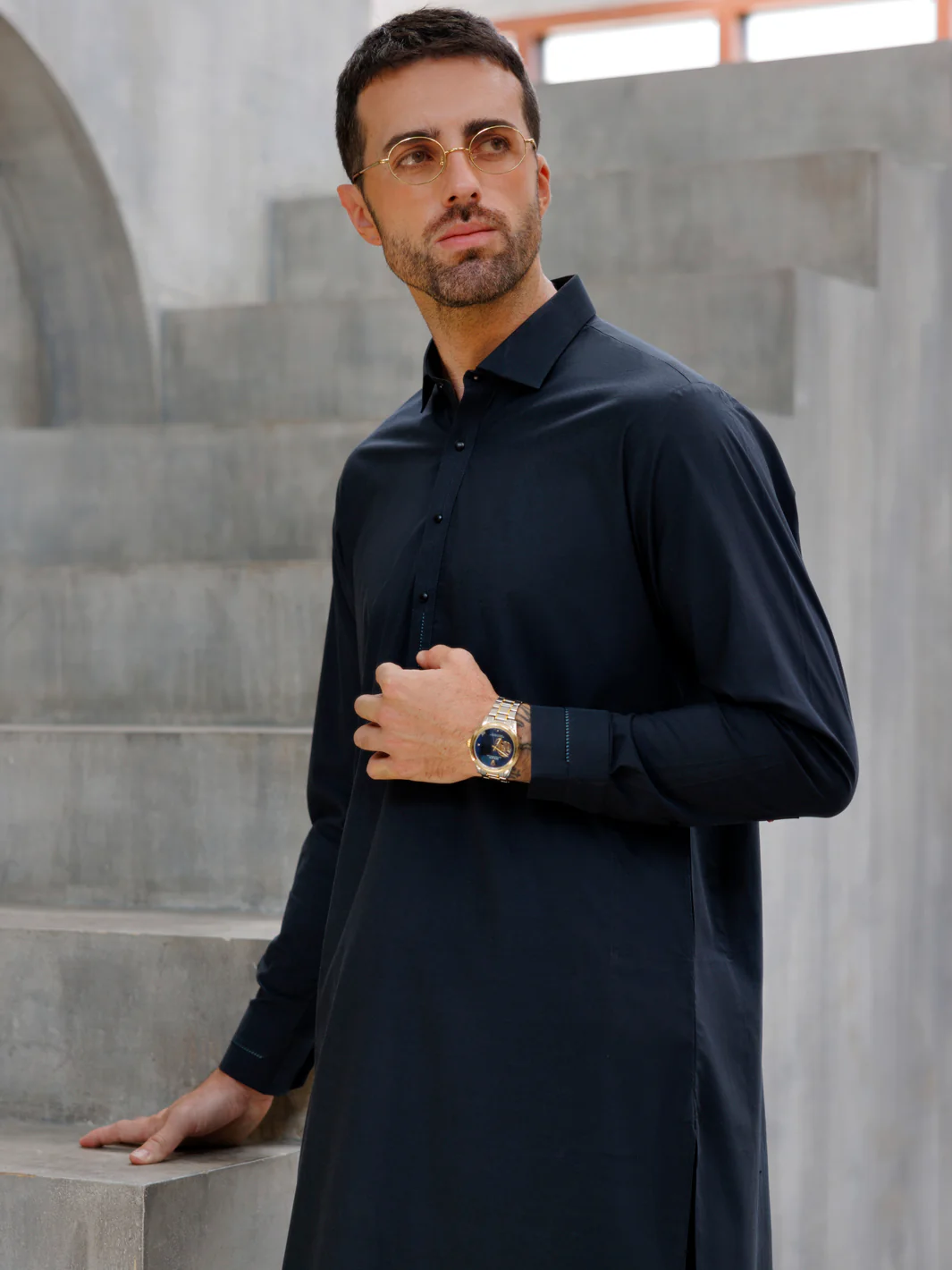 CHARCOAL GREY COTTON KAMEEZ SHALWAR | ALWA-KS-487/AM-6224C - Image 2