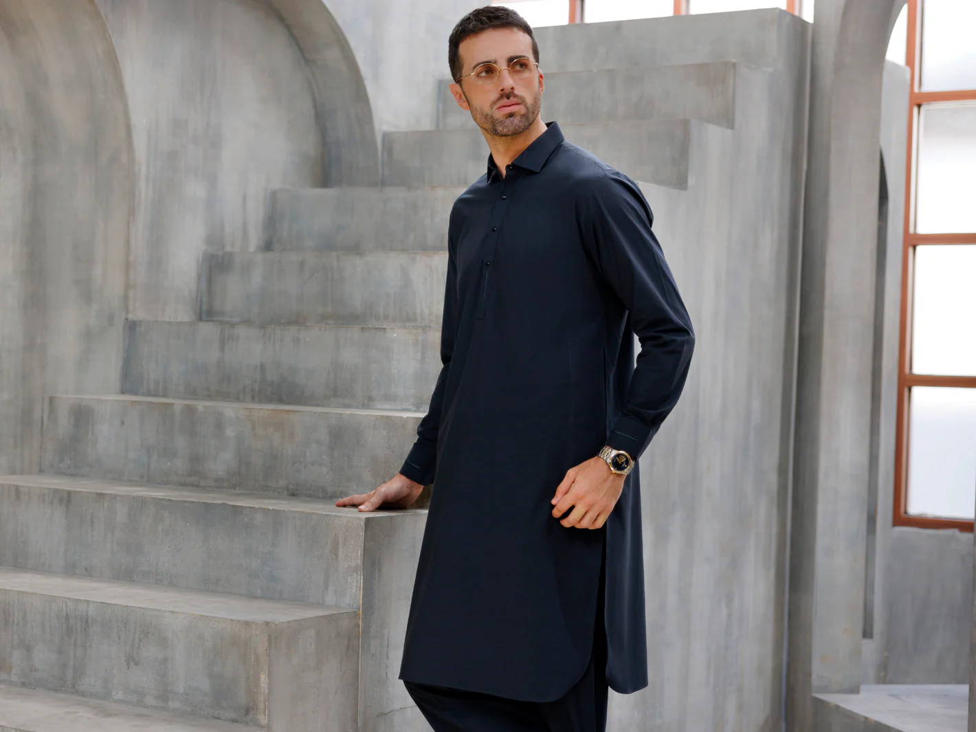CHARCOAL GREY COTTON KAMEEZ SHALWAR | ALWA-KS-487/AM-6224C - Image 4