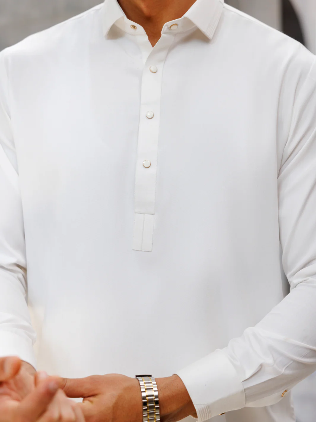WHITE BLENDED KAMEEZ SHALWAR | ALWA-KS-496/AM-6266A - Image 2