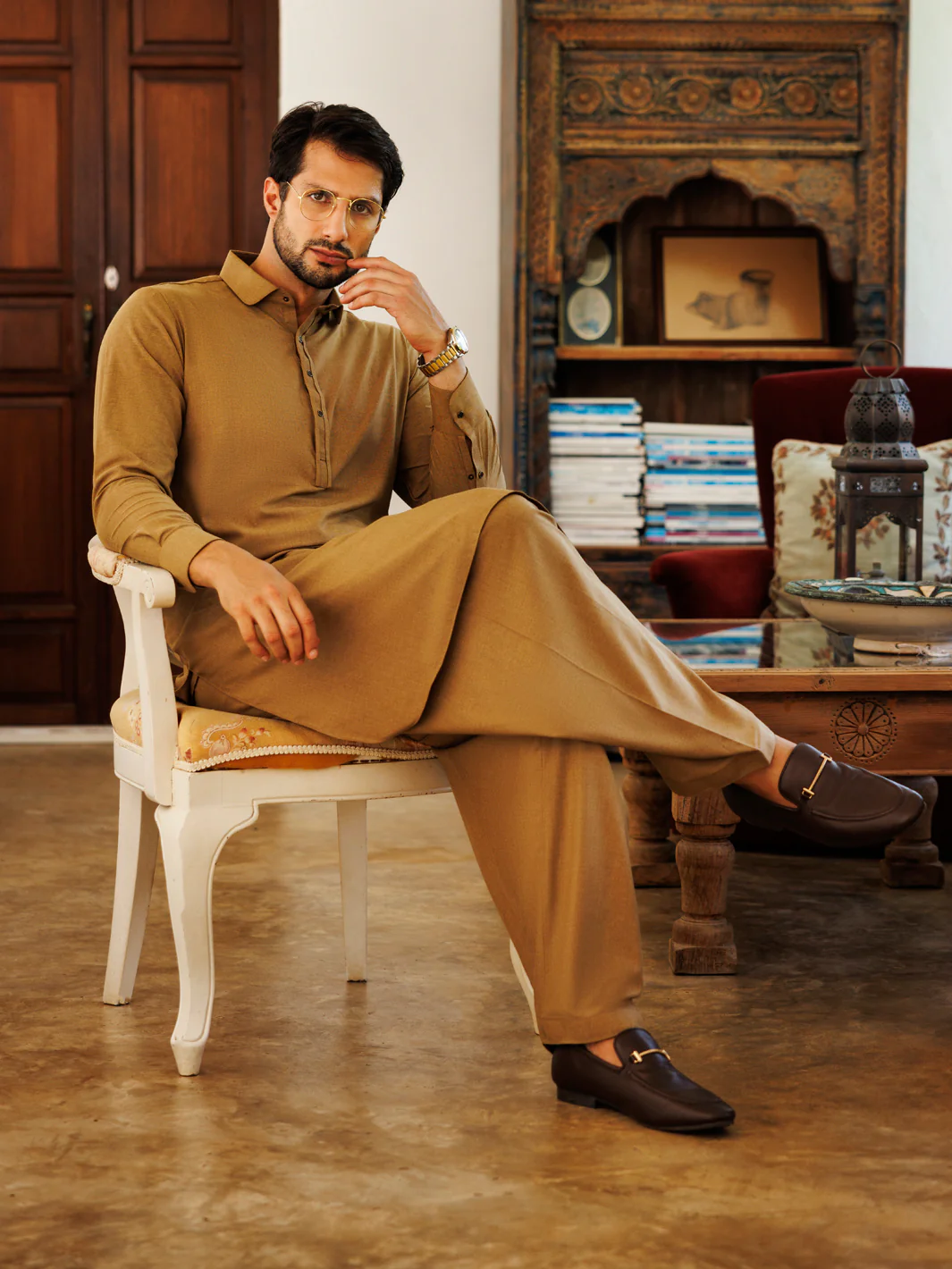 GREEN BLENDED KAMEEZ SHALWAR | ALWA-KS-502/AM-6269C - Image 4