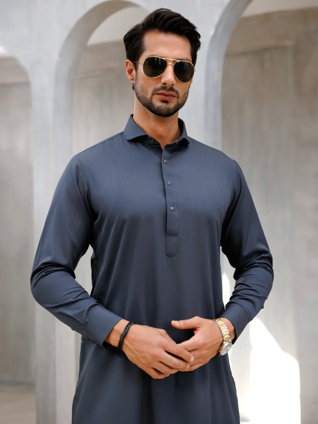 GREY BLENDED KAMEEZ SHALWAR | ALWA-KS-506/AM-6266C - Image 3