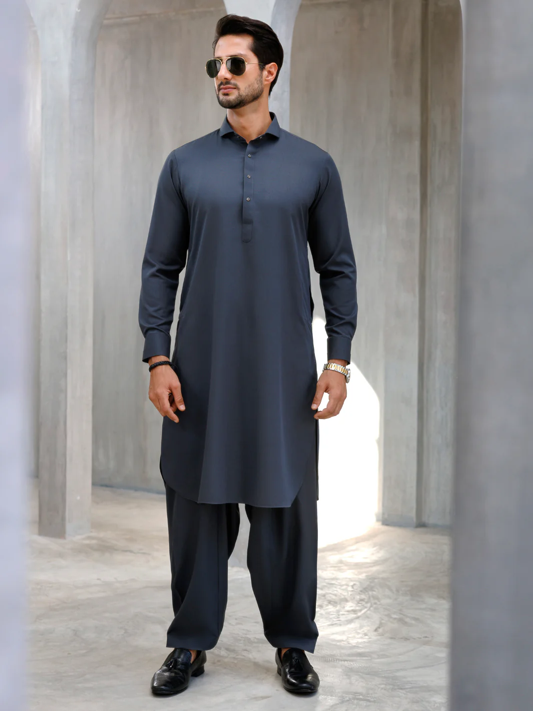 GREY BLENDED KAMEEZ SHALWAR | ALWA-KS-506/AM-6266C - Image 5