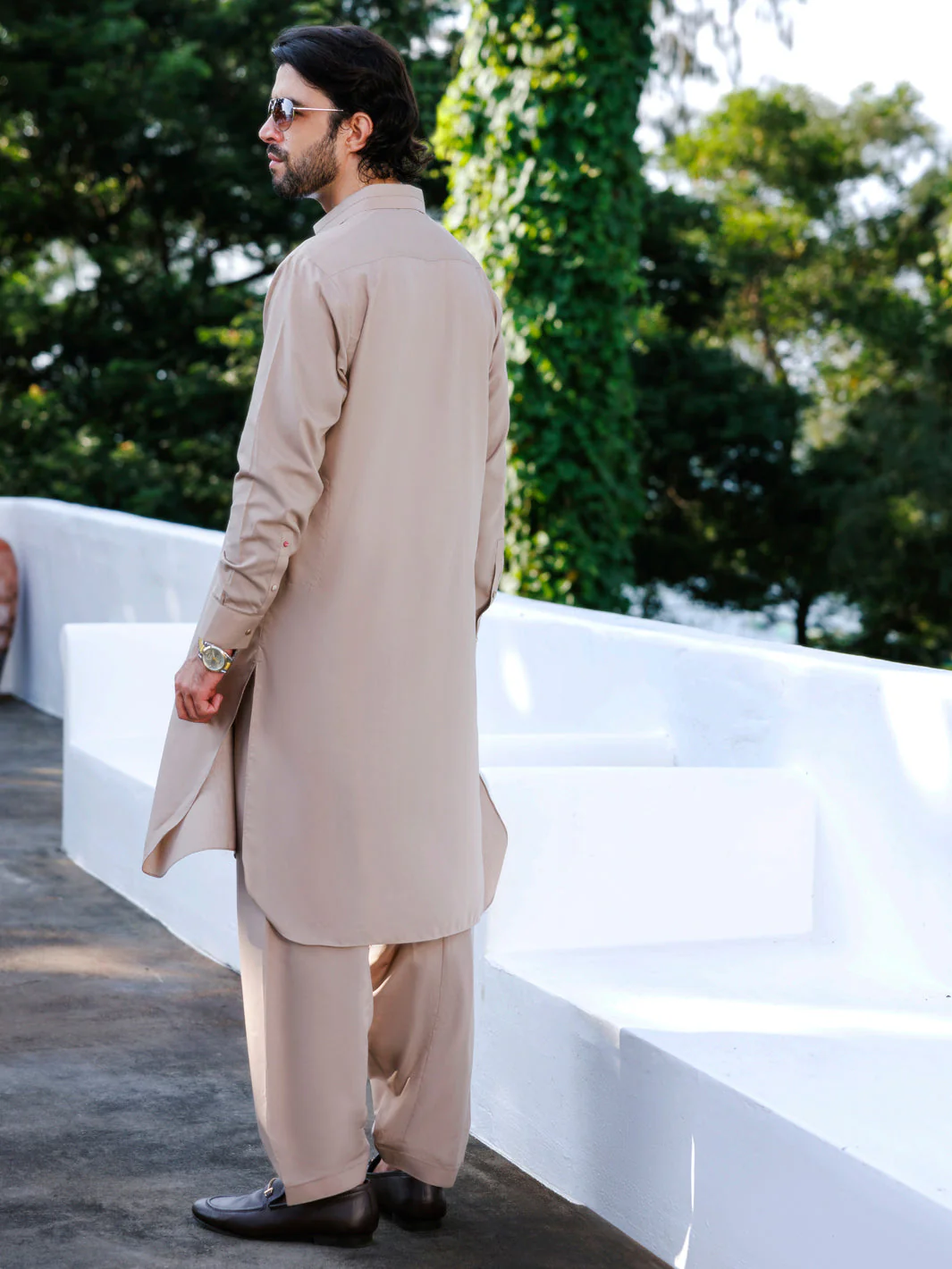 LIGHT BROWN BLENDED KAMEEZ SHALWAR | ALWA-KS-511/AM-6297A - Image 5