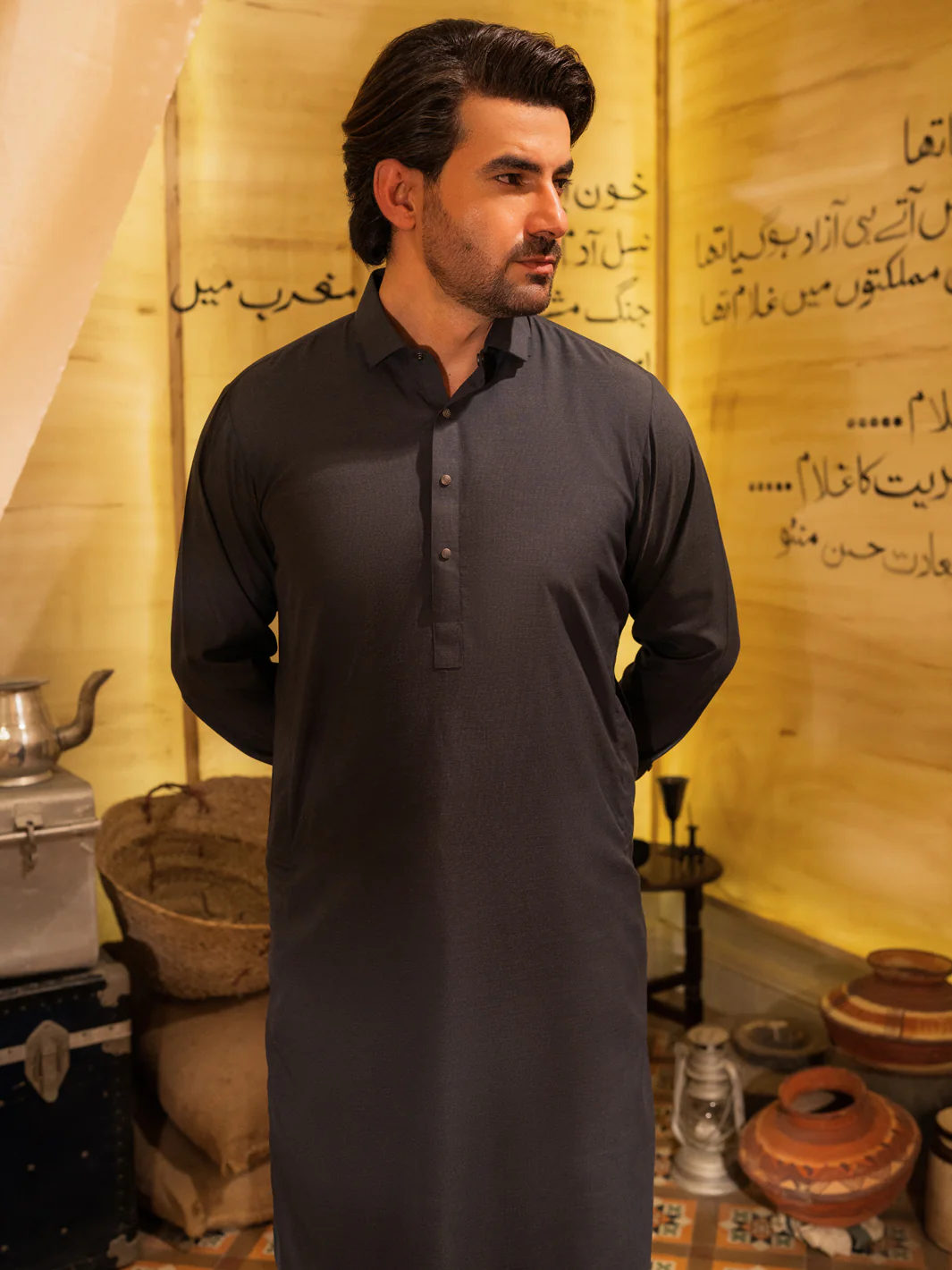 GREY BLENDED KAMEEZ SHALWAR | ALWA-KS-522/AM-6298B - Image 2