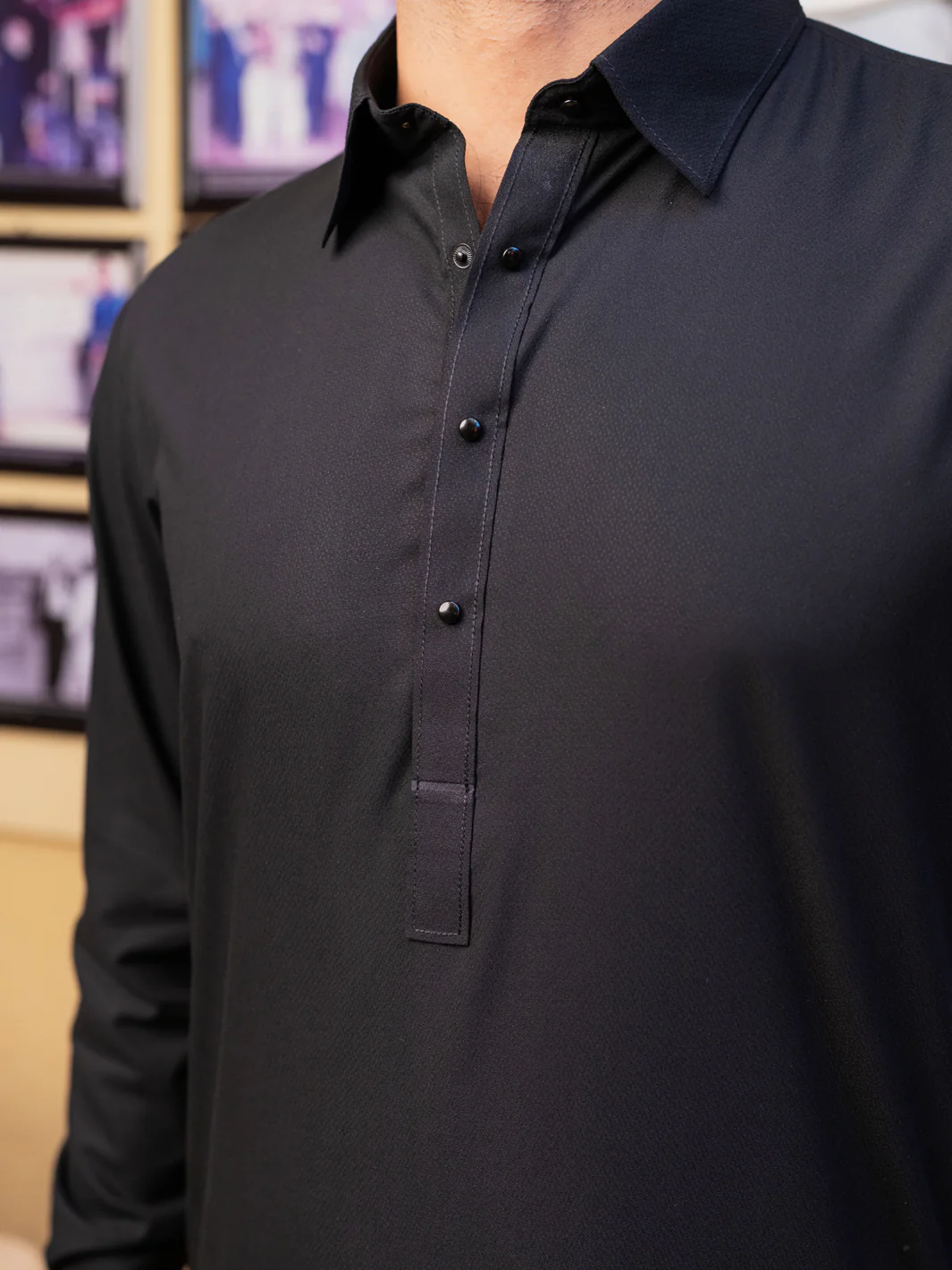 BLACK BLENDED KAMEEZ SHALWAR | ALWA-KS-523/AM-6288C - Image 3