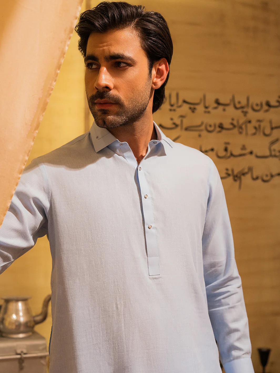 SKY BLUE BLENDED KAMEEZ SHALWAR | ALWA-KS-527/AM-6294C - Image 4