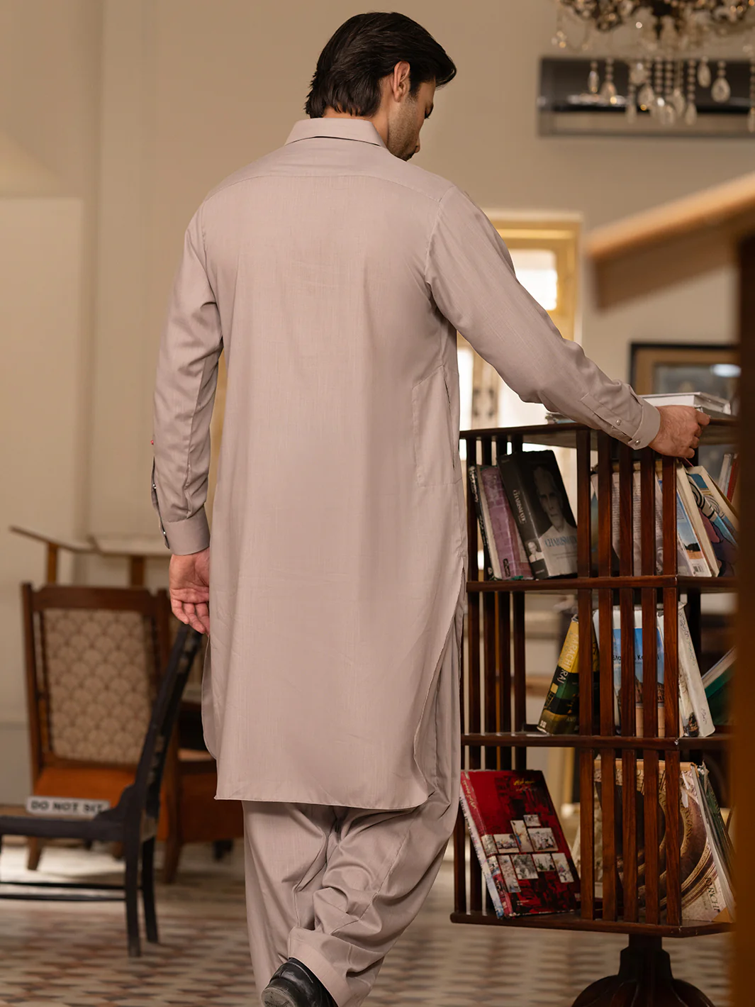 LIGHT BROWN BLENDED KAMEEZ SHALWAR | ALWA-KS-529/AM-6289B - Image 2