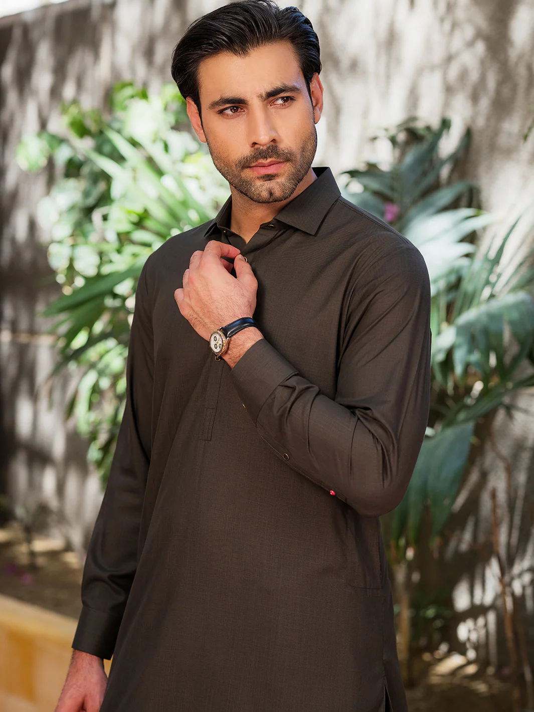 OLIVE GREEN BLENDED KAMEEZ SHALWAR | ALWA-KS-530/AM-6289D - Image 2