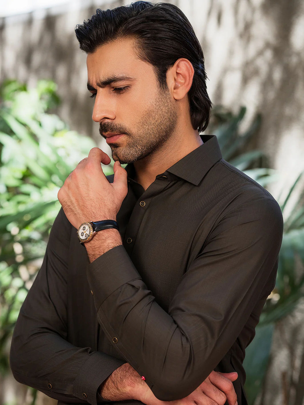 OLIVE GREEN BLENDED KAMEEZ SHALWAR | ALWA-KS-530/AM-6289D - Image 6
