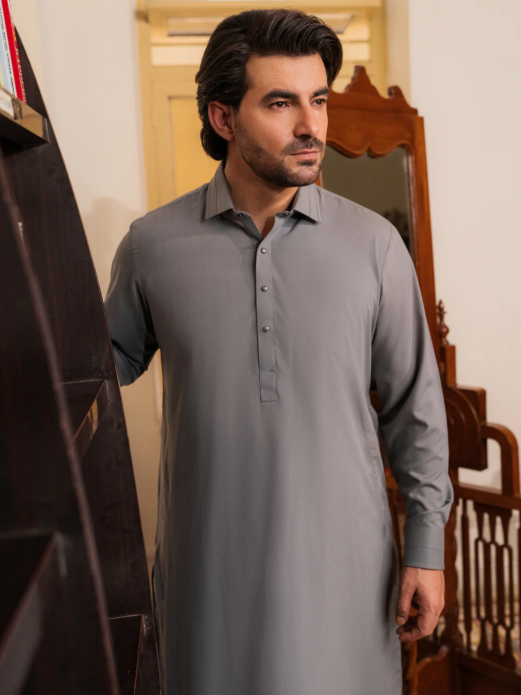 GREY BLENDED KAMEEZ SHALWAR | ALWA-KS-531/AM-6297B - Image 2