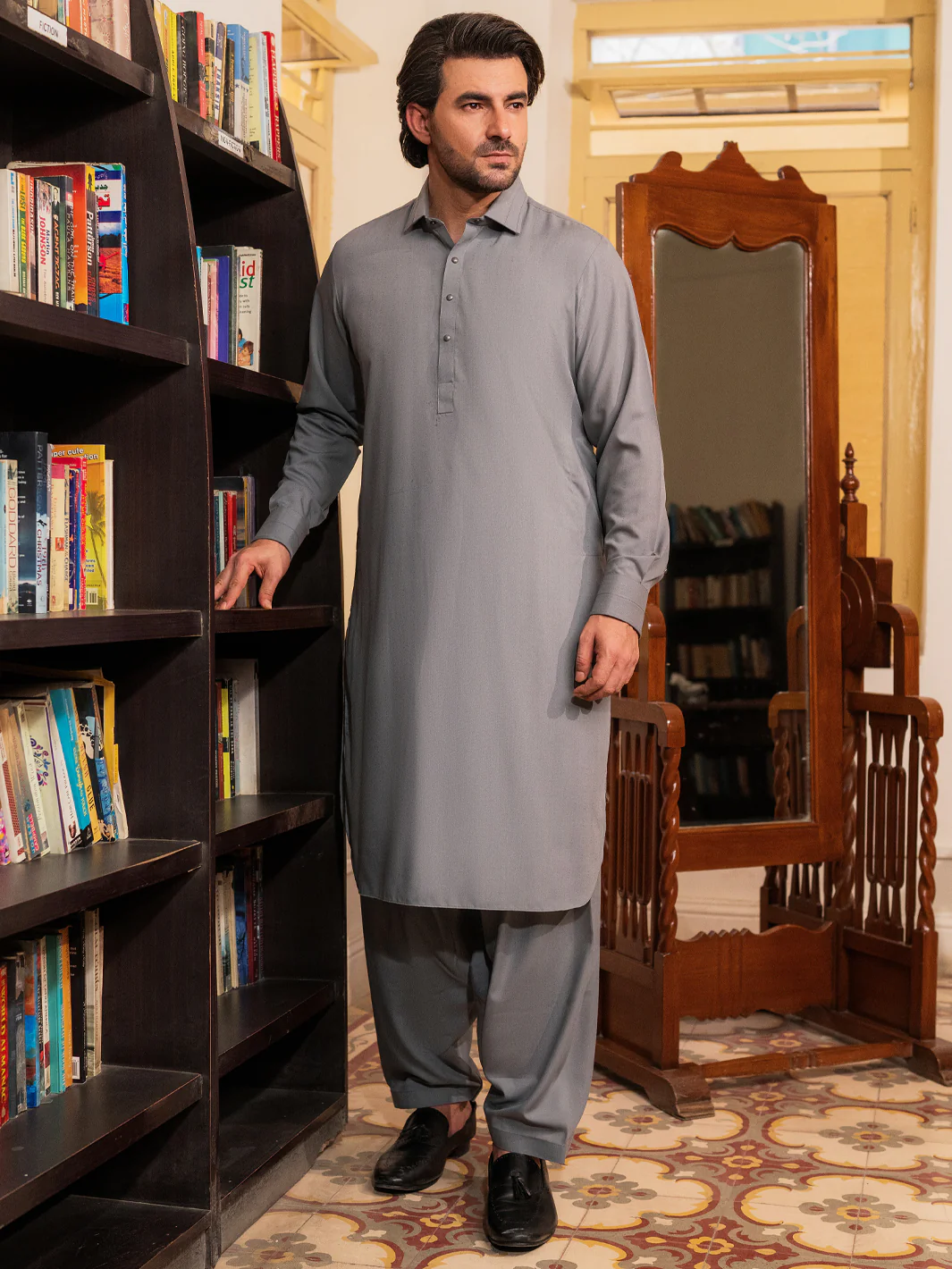 GREY BLENDED KAMEEZ SHALWAR | ALWA-KS-531/AM-6297B - Image 3