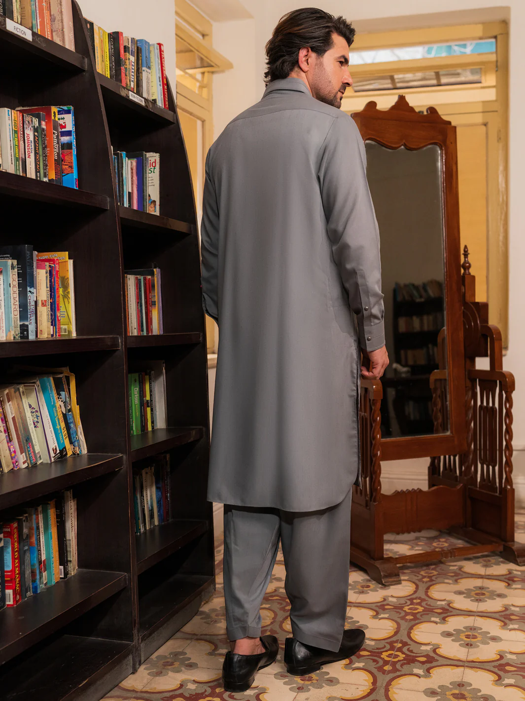 GREY BLENDED KAMEEZ SHALWAR | ALWA-KS-531/AM-6297B - Image 4