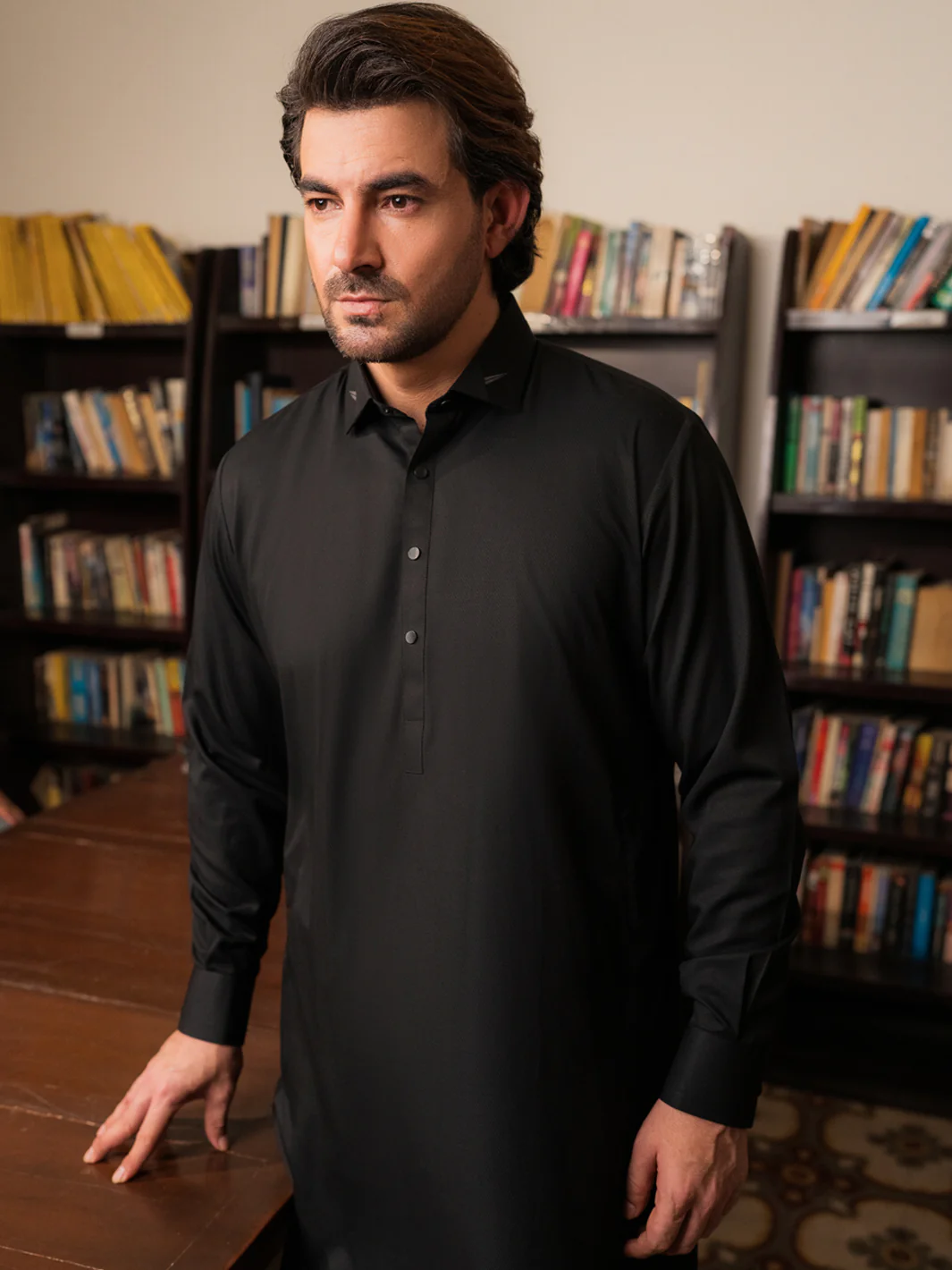 BLACK BLENDED KAMEEZ SHALWAR | ALWA-KS-549/AM-6295D - Image 2