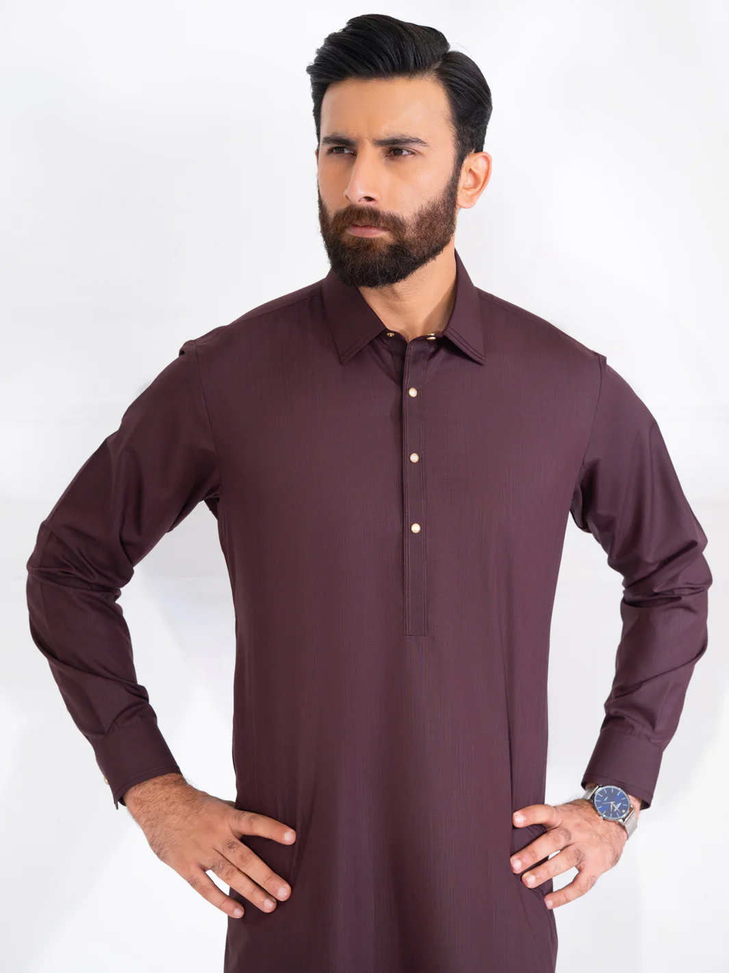 BURGUNDY BLENDED KAMEEZ SHALWAR | ALWA-KS-557/AM-6343B - Image 2