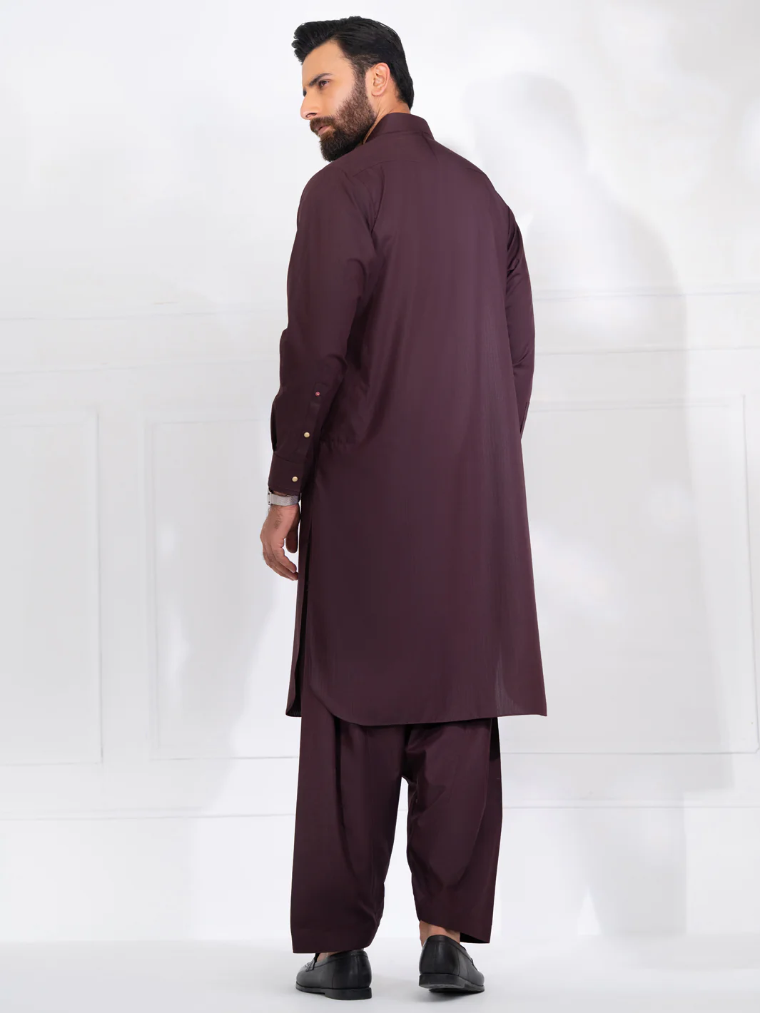 BURGUNDY BLENDED KAMEEZ SHALWAR | ALWA-KS-557/AM-6343B - Image 4
