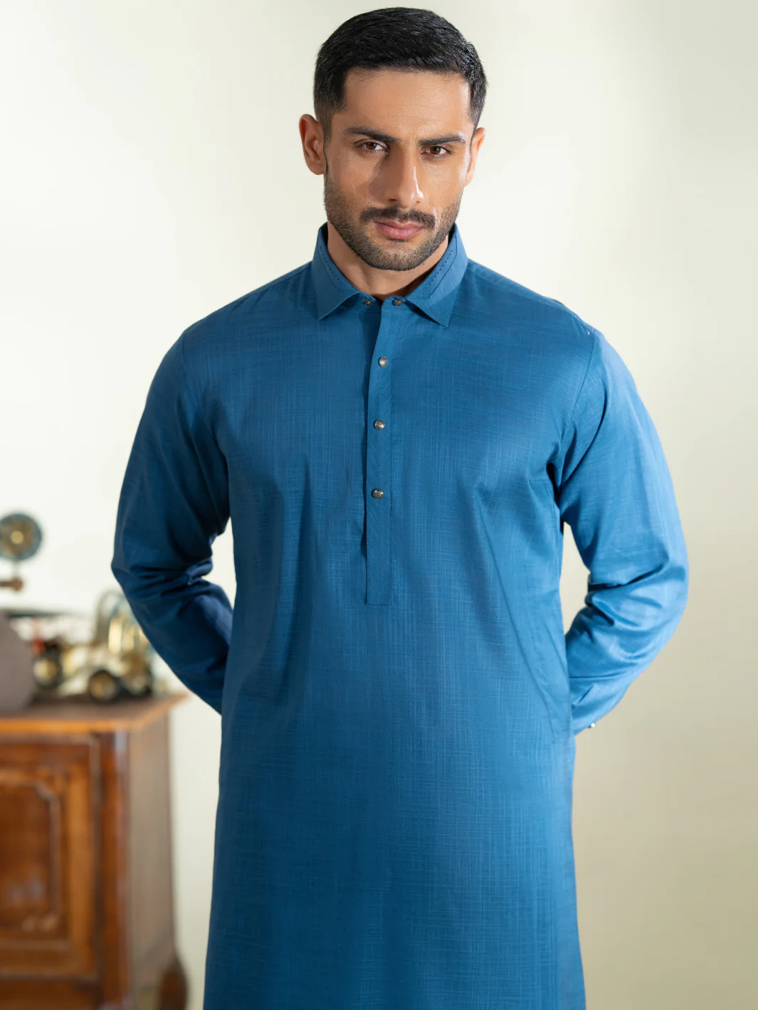 BLUE COTTON KAMEEZ SHALWAR | ALWA-KS-572/AM-6348A - Image 2