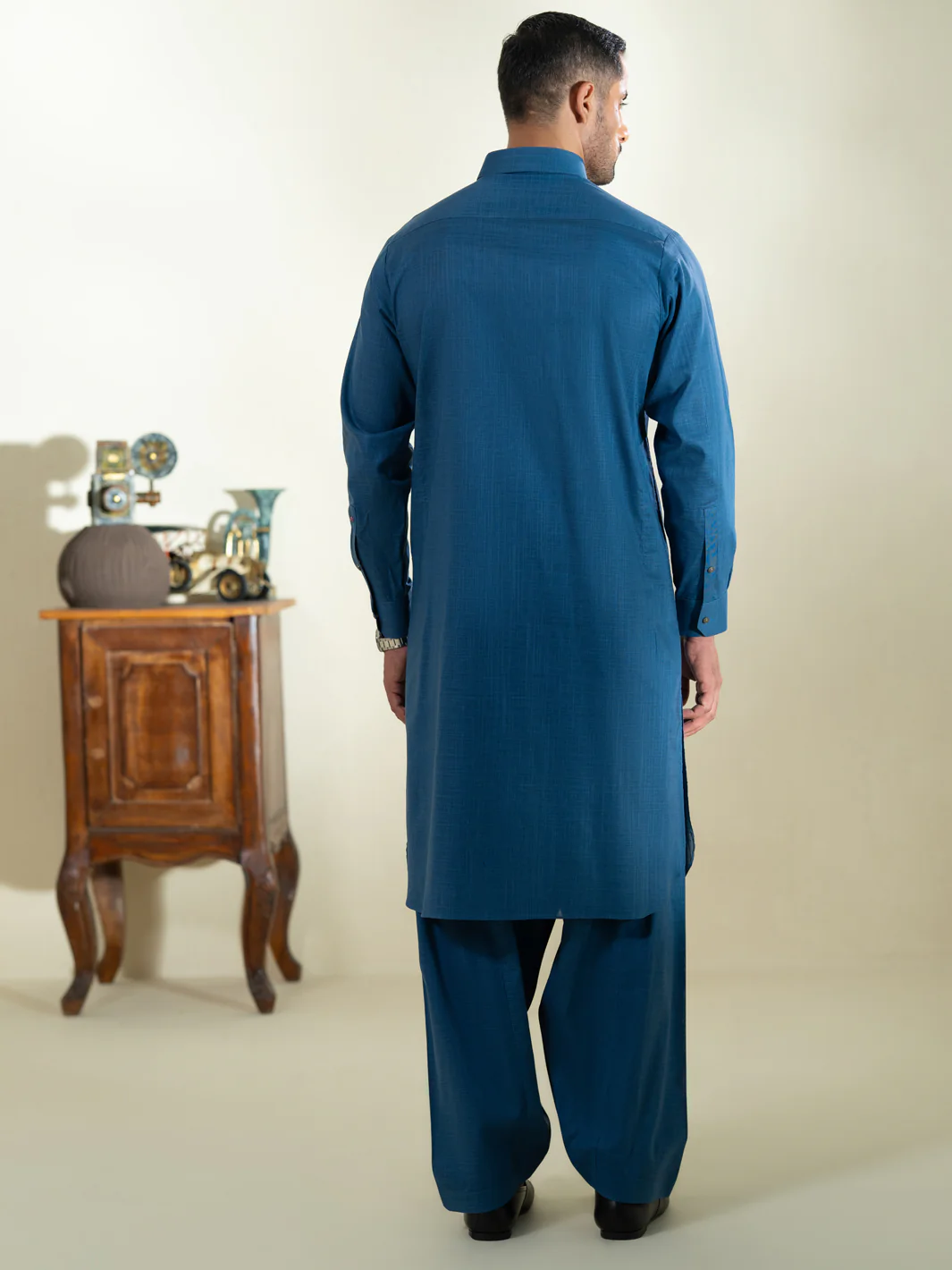 BLUE COTTON KAMEEZ SHALWAR | ALWA-KS-572/AM-6348A - Image 3