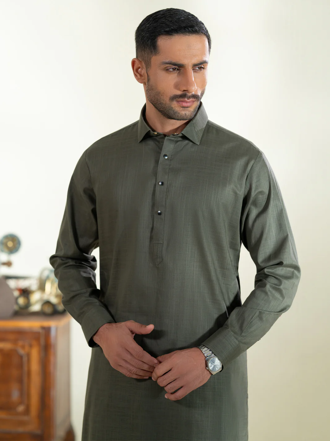 GREEN COTTON KAMEEZ SHALWAR | ALWA-KS-578/AM-6348B - Image 2