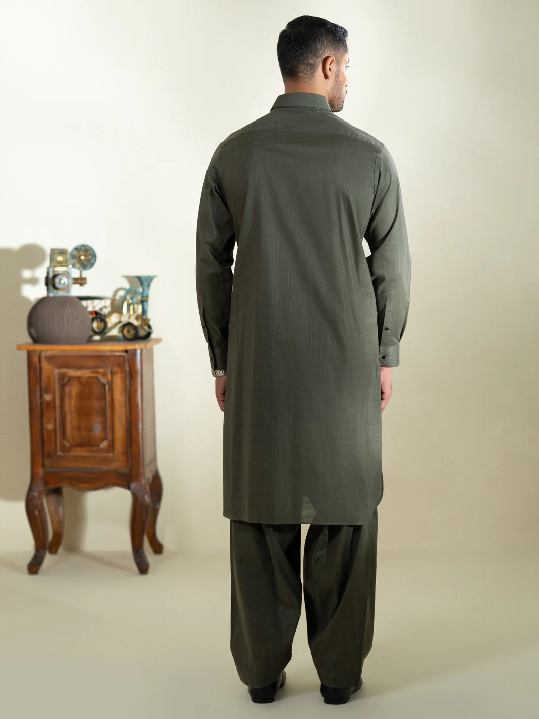 GREEN COTTON KAMEEZ SHALWAR | ALWA-KS-578/AM-6348B - Image 3