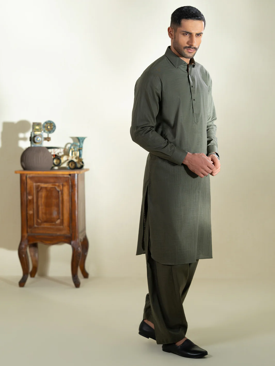 GREEN COTTON KAMEEZ SHALWAR | ALWA-KS-578/AM-6348B - Image 6